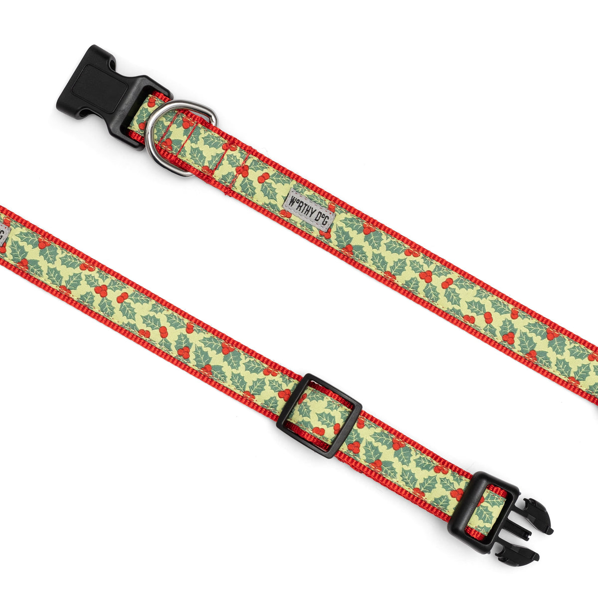 Holly Dog Collar – Green, Sizes XS–XL
