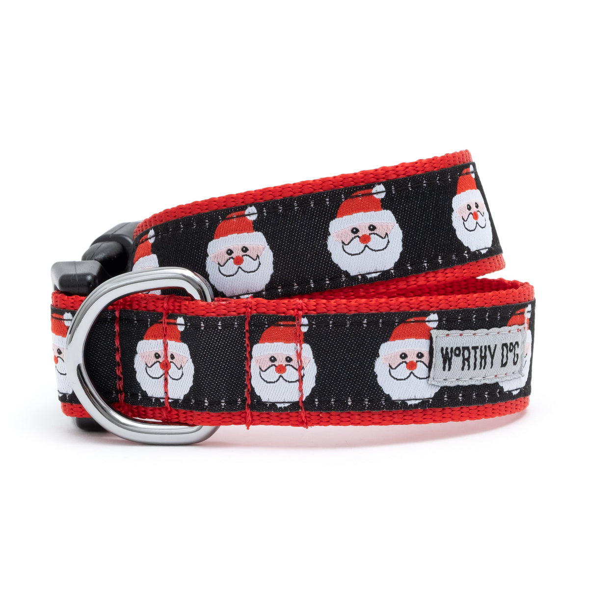 Black Santa Dog Collar in black, main product view