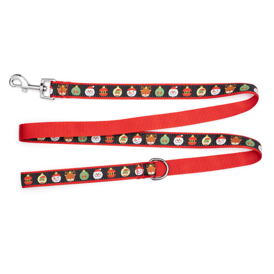 Deck the Halls Dog Leash – Black, Size L