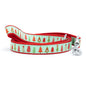 Holiday Trees green ribbon and nylon dog leash, coiled leash