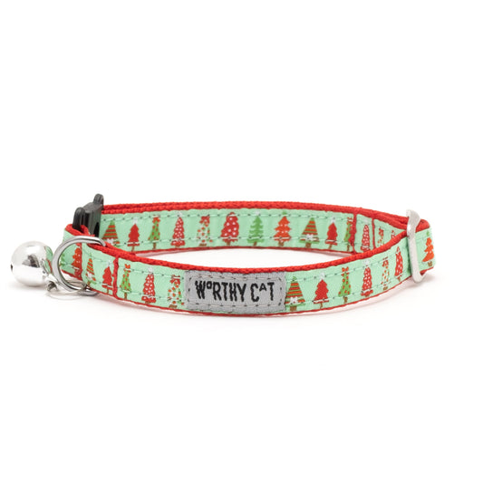 Holiday Trees Cat Collar – Green, Size One Size