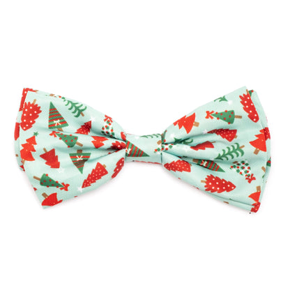 Holiday Trees Dog Bow Tie – Polyester, Green, Sizes S, L