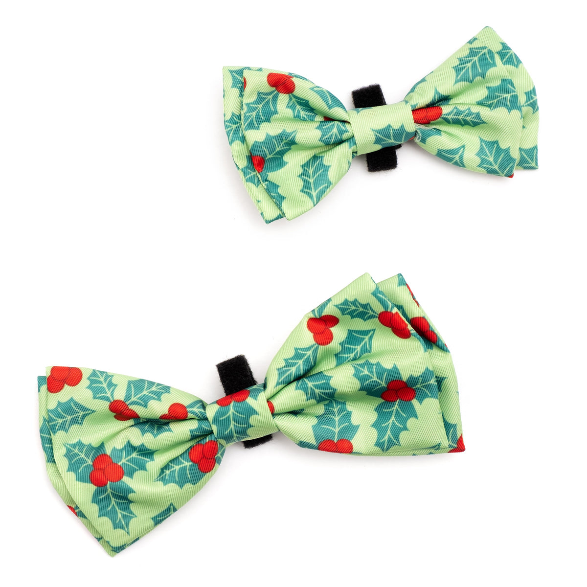 Holly Dog Bow Tie – Polyester, Green, Sizes S, L