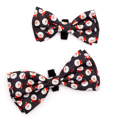 Santa Dog Bow Tie – Polyester, Black, Sizes S, L