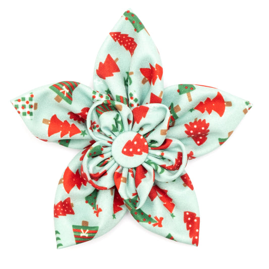 Holiday Trees Dog Flower – Polyester, Green & Pink, Sizes S, L