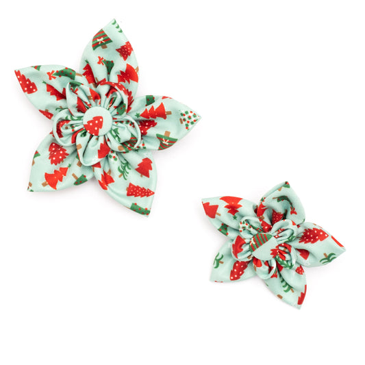 Holiday Trees Dog Flower – Polyester, Green & Pink, Sizes S, L