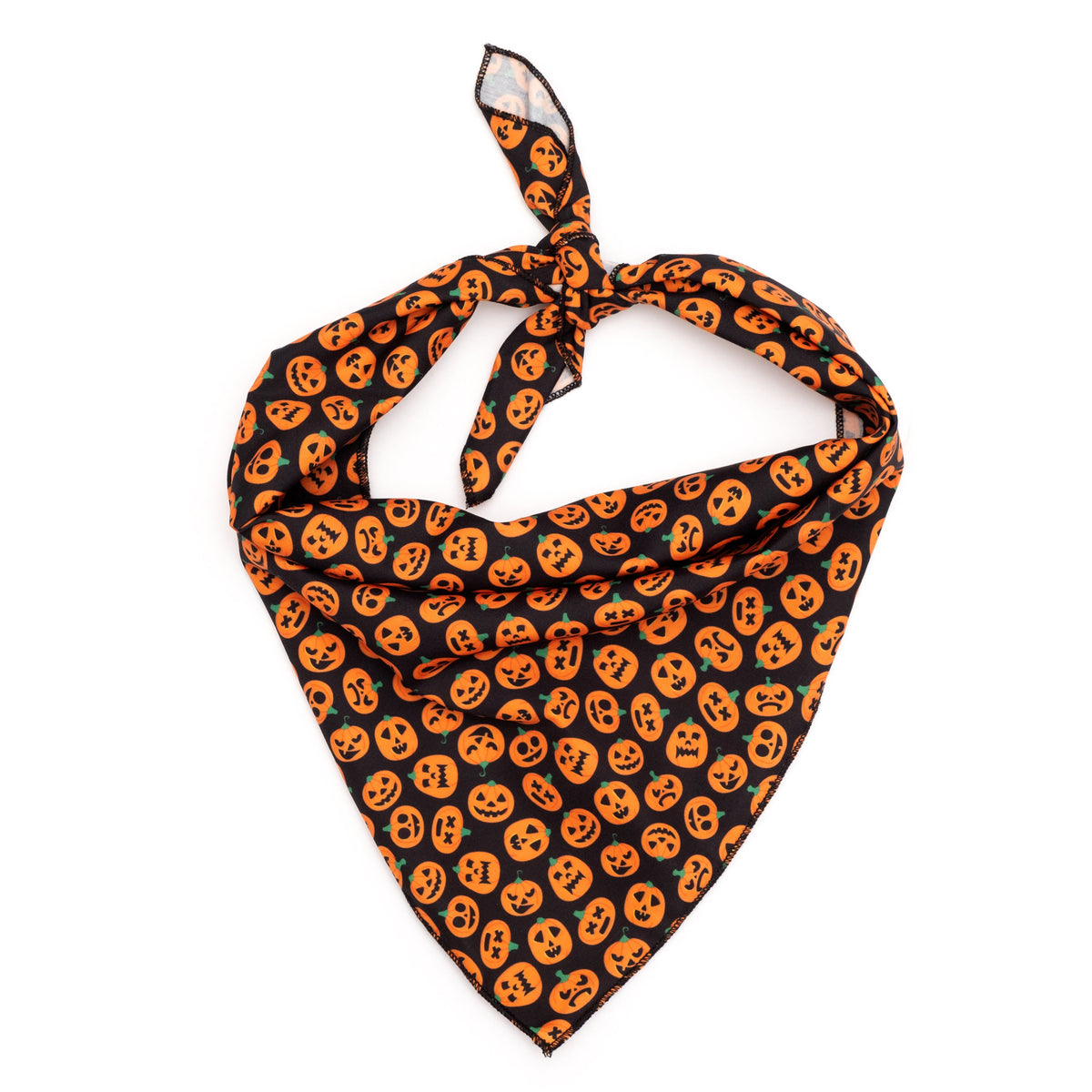 Jack-O-Lantern Dog Bandana – Polyester, Black, Sizes S, L
