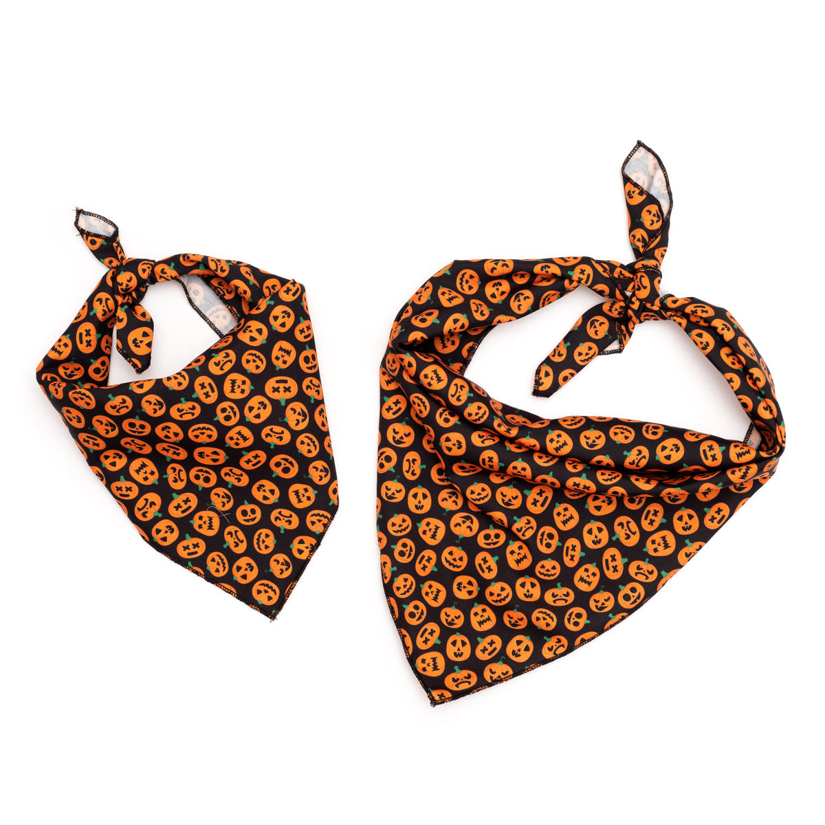 Jack-O-Lantern Dog Bandana – Polyester, Black, Sizes S, L