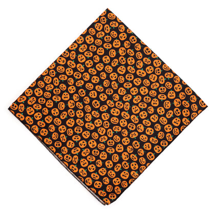 Jack-O-Lantern Dog Bandana – Polyester, Black, Sizes S, L