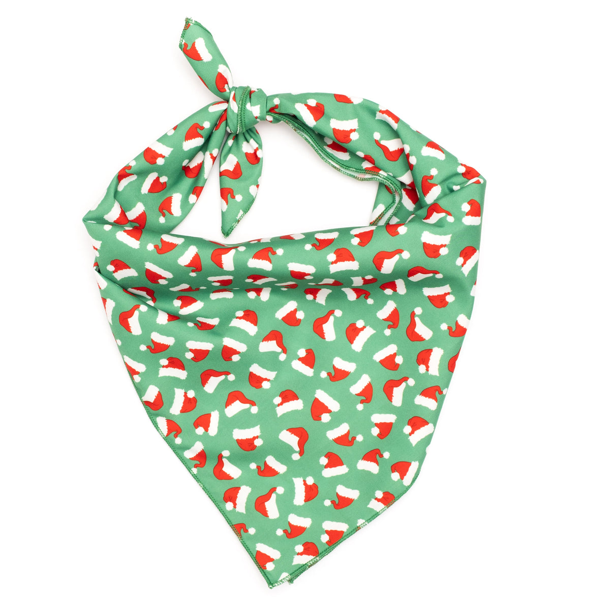 Santa Hats Dog Bandana – Polyester, Green, Sizes S, L