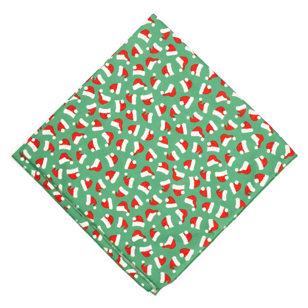 Santa Hats Dog Bandana – Polyester, Green, Sizes S, L