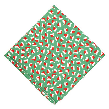 Santa Hats Dog Bandana – Polyester, Green, Sizes S, L
