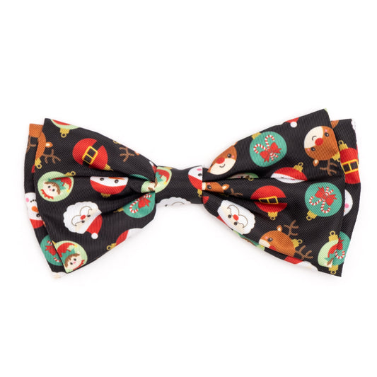 Deck the Halls Dog Bow Tie – Polyester, Black, Sizes S, L