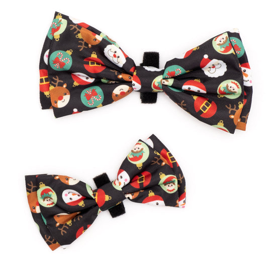 Deck the Halls Dog Bow Tie – Polyester, Black, Sizes S, L