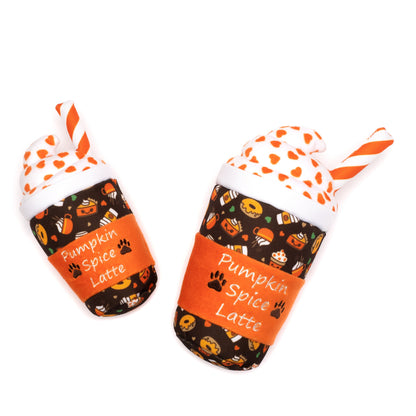 Pumpkin Spice Latte Squeaky Dog Toy in brown, product view 3