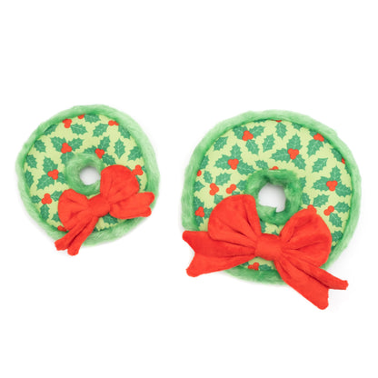 Christmas Wreath Squeaky Dog Toy in green, product view 3