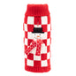 Checkerboard Snowman Dog Sweater – Acrylic, Red, Sizes XXS–XXL