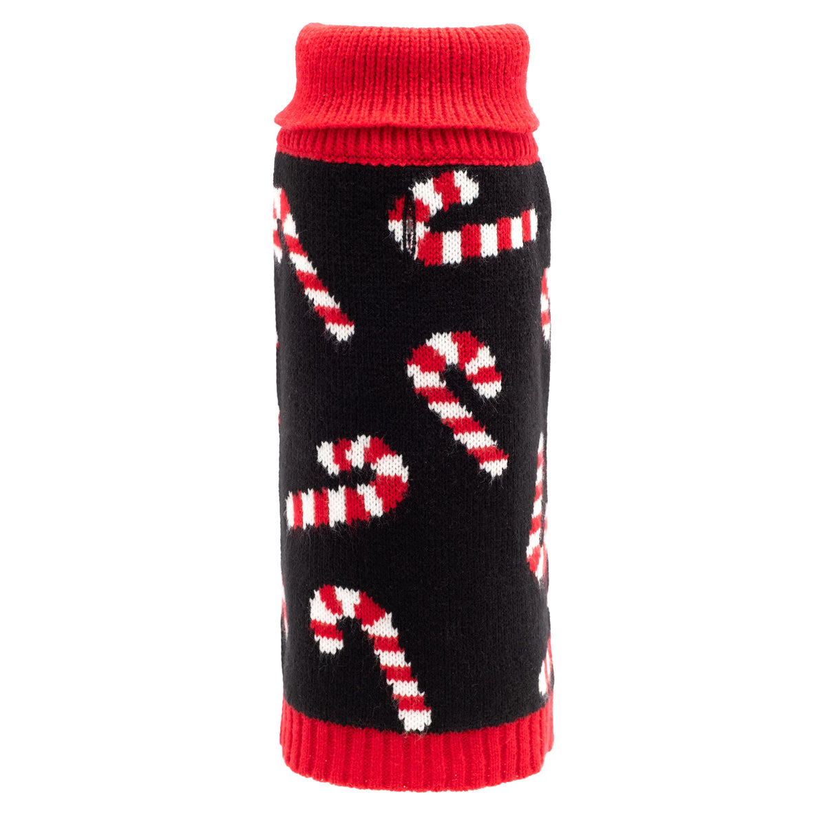 Black Candy Cane Dog Sweater, black, main product view