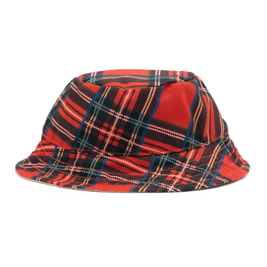 Plaid Bucket Dog Hat – Polyester, Red, Sizes S–XL