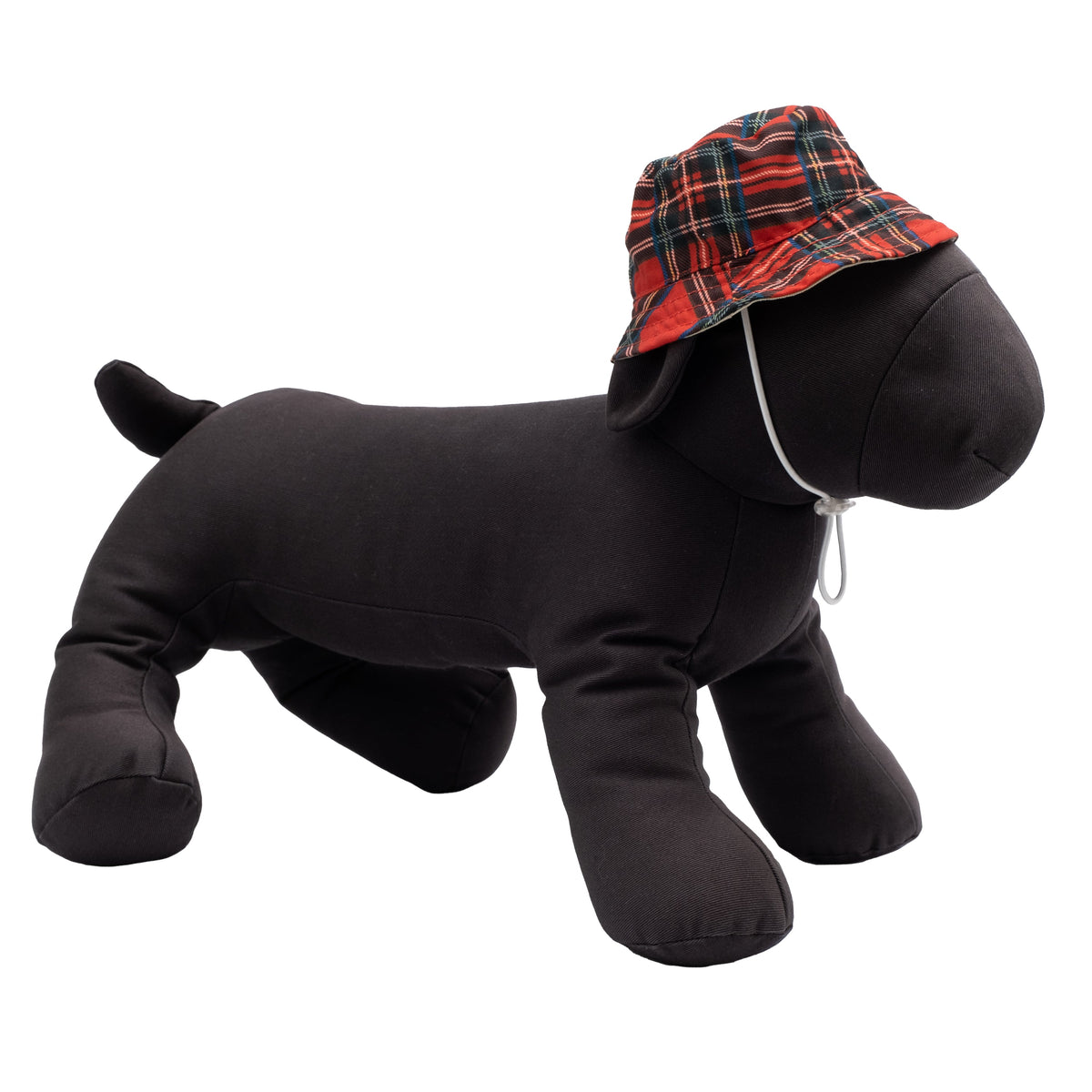 Plaid Bucket Dog Hat – Polyester, Red, Sizes S–XL