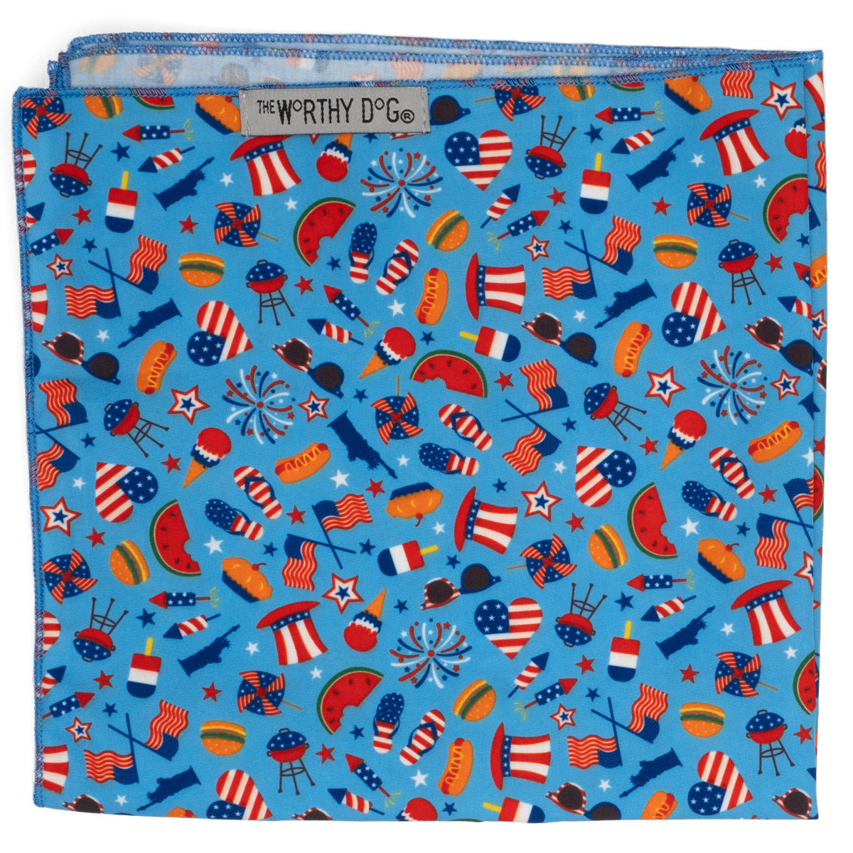 Independence Day Dog Bandana – Polyester, Blue, Sizes S, L