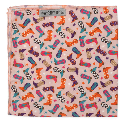 Wild Wild West Dog Bandana – Polyester, Beige, Sizes S, L