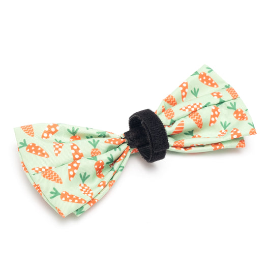 Crazy Carrots Dog Bow Tie – Polyester, Green, Sizes S, L