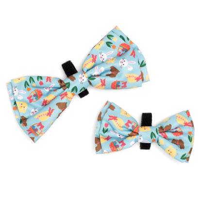 Hoppy Easter Dog Bow Tie – Polyester, Blue, Sizes S, L