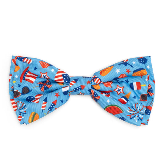Independence Day Dog Bow Tie – Polyester, Blue, Sizes S, L