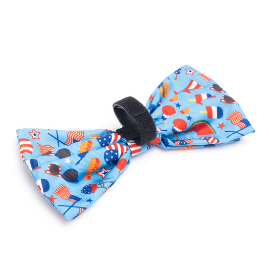 Independence Day Dog Bow Tie – Polyester, Blue, Sizes S, L