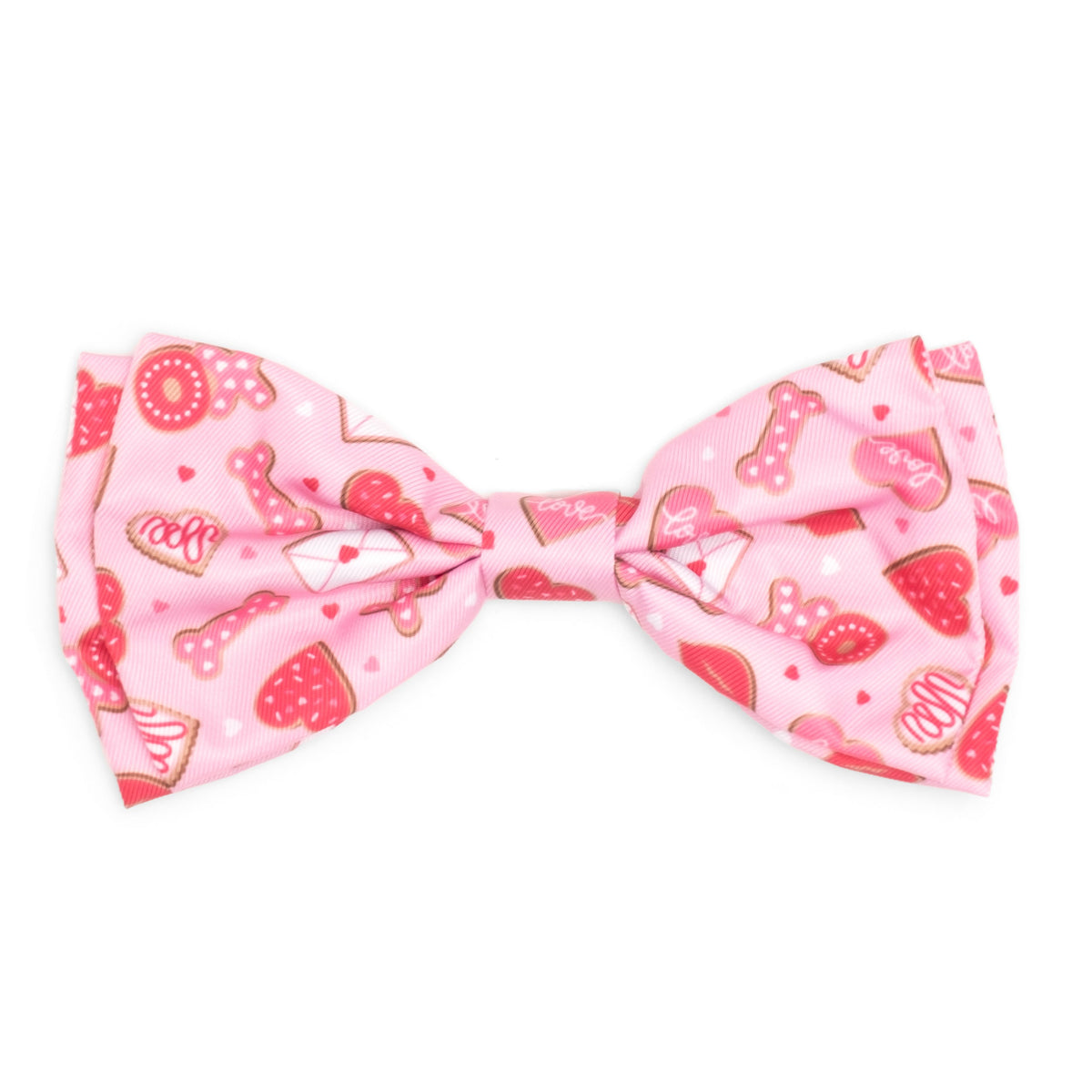 Love & Kisses Dog Bow Tie – Polyester, Pink, Sizes S, L