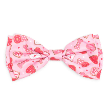 Love & Kisses Dog Bow Tie – Polyester, Pink, Sizes S, L