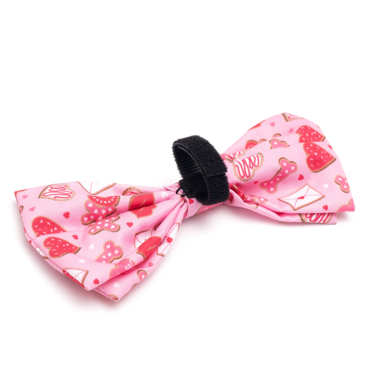 Love & Kisses Dog Bow Tie – Polyester, Pink, Sizes S, L