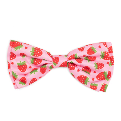 Strawberries Dog Bow Tie – Polyester, Pink, Sizes S, L