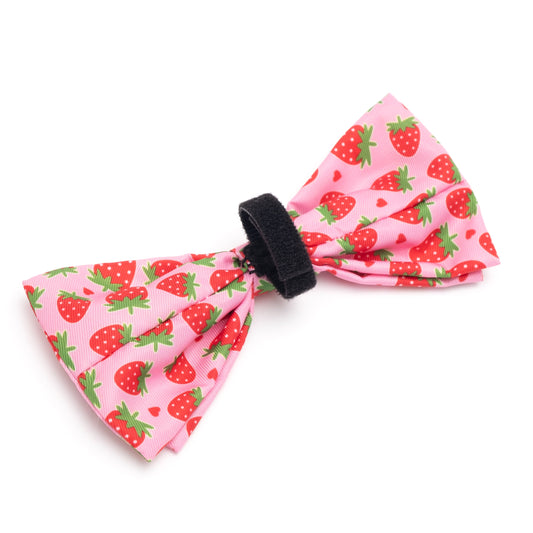 Strawberries Dog Bow Tie – Polyester, Pink, Sizes S, L