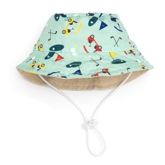 Golf Bucket Dog Hat – Polyester, Green & Pink, Sizes S–XL
