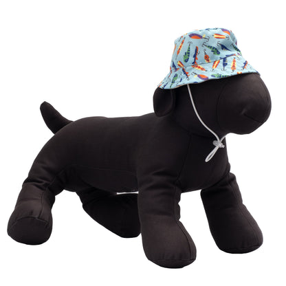 Gone Fishin' Bucket Dog Hat – Polyester, Blue, Sizes S–XL