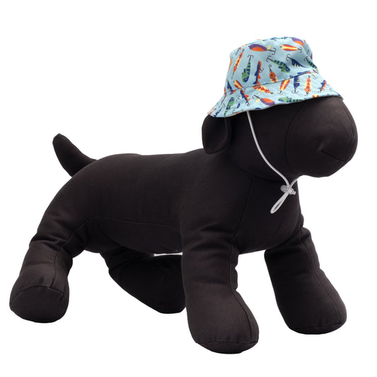 Gone Fishin' Bucket Dog Hat – Polyester, Blue, Sizes S–XL