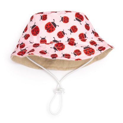 Ladybugs Bucket Dog Hat – Polyester, Pink, Sizes S–XL
