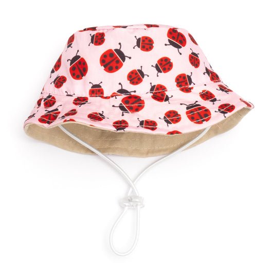 Ladybugs Bucket Dog Hat – Polyester, Pink, Sizes S–XL