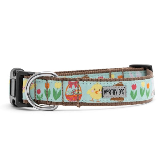 Hoppy Easter Dog Collar – Blue, Sizes XS–XL