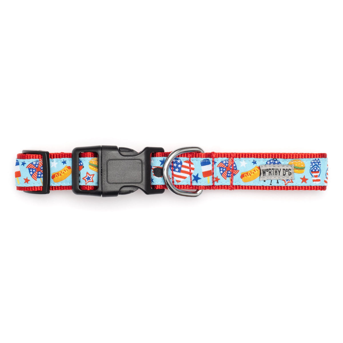 Independence Day Dog Collar – Blue, Sizes XS–XL