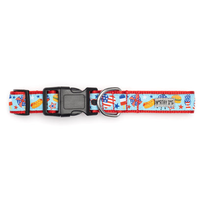 Independence Day Dog Collar – Blue, Sizes XS–XL