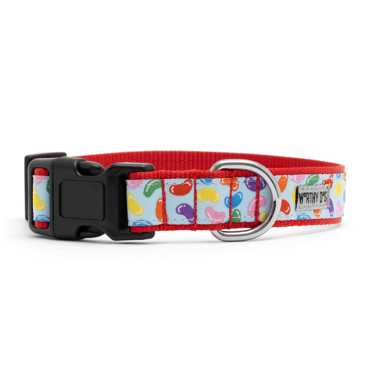 Blue Jelly Bean Dog Collar in blue, product view 2