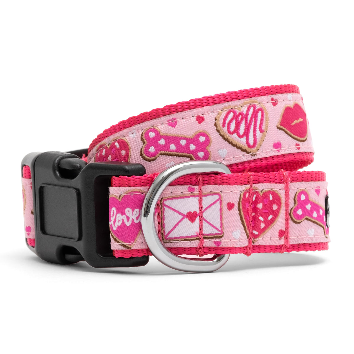 Love & Kisses Dog Collar – Pink, Sizes XS–XL