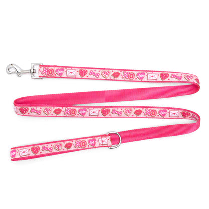 Love & Kisses Dog Leash – Pink, Sizes S, L
