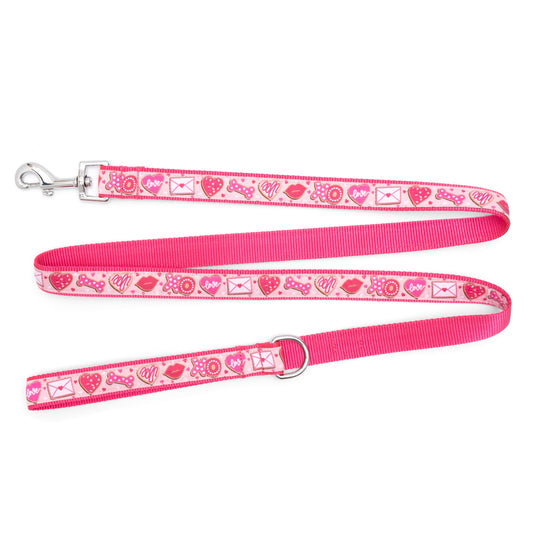 Love & Kisses Dog Leash – Pink, Sizes S, L