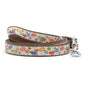 Mushrooms mint ribbon and nylon dog leash, coiled leash