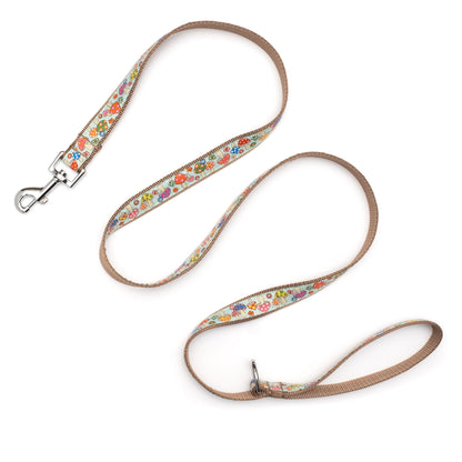 Mushrooms mint ribbon and nylon dog leash, product view 3