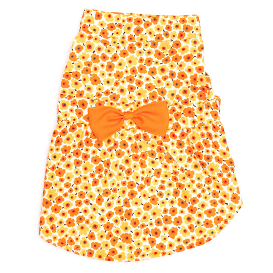 Fleurs Dog Dress – Polyester, Yellow, Sizes XS–XXL